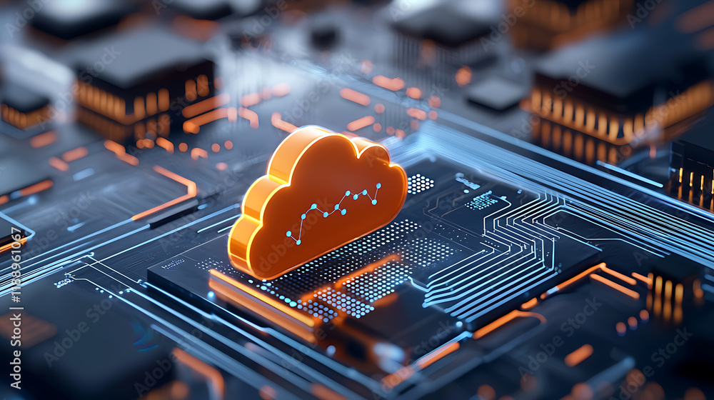 Poster cloud computing innovations digital network technology visual modern environment close-up view data 