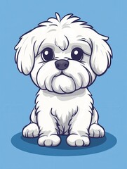 Fototapeta premium Maltese dog animal chibi cartoon style isolated plain background illustration
