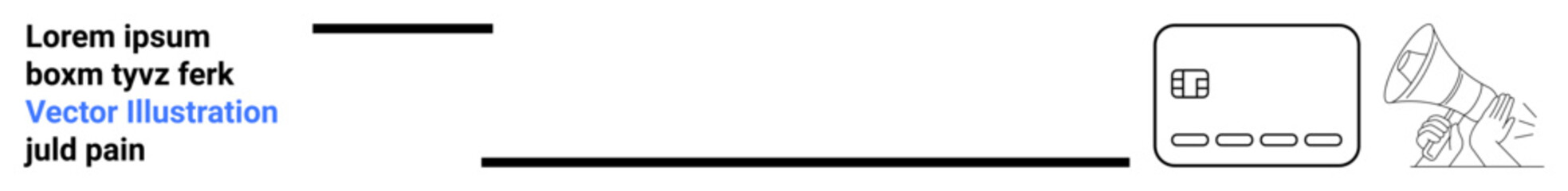 Thin horizontal lines connect text, a social media interface, and a megaphone icon, signifying digital communication and information dissemination. Ideal for marketing, announcements, networks