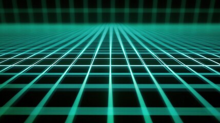 Abstract Teal Grid Lines Digital Art Background Image: Futuristic Perspective