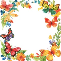 Colorful butterfly and flower border design