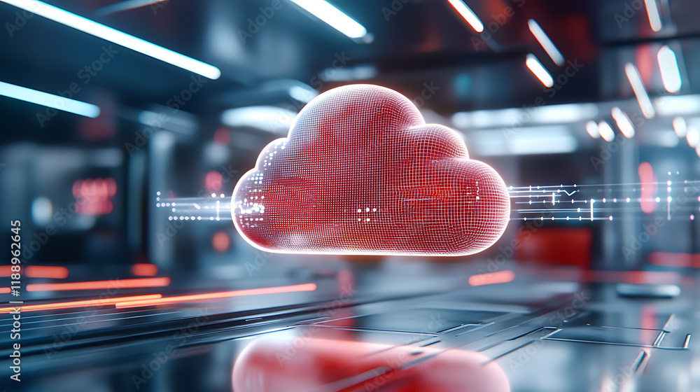 Poster innovative cloud technology visuals digital space 3d graphics futuristic environment abstract viewpo