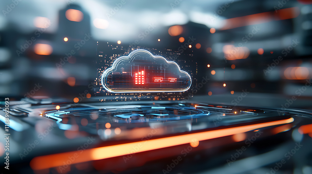 Poster cloud data visualization digital workspace infographic futuristic design close-up technology integra