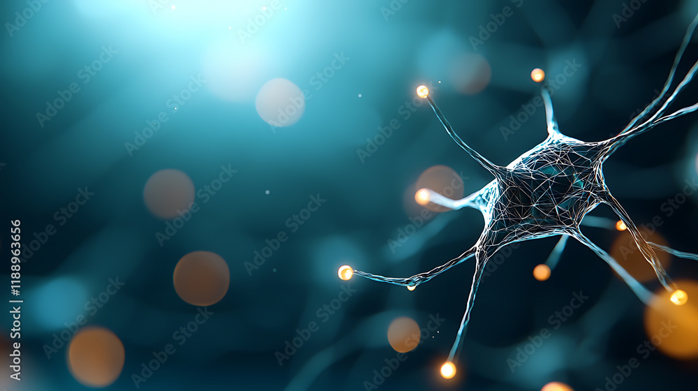 Poster exploring neurons and their connections in a complex neural network environment scientific visualiza