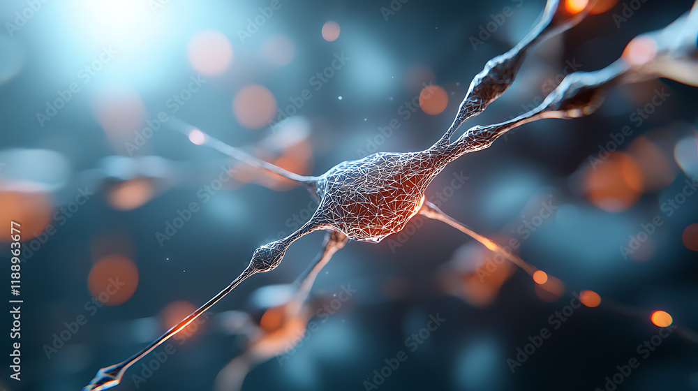Poster neural network activity laboratory digital art scientific environment close-up view brain functional