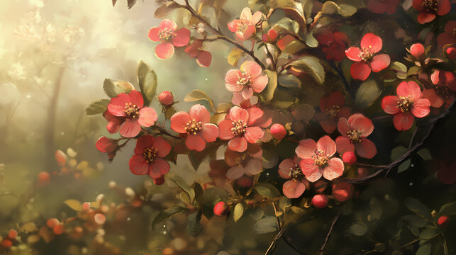 The crataegus bush, blooming now, is also known by names such as quickthorn, thornapple, may-tree, whitethorn, or hawberry. Thornpath. Illustration