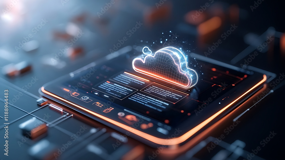 Aufkleber cloud computing revolution digital workspace graphic illustration modern technology close-up view da