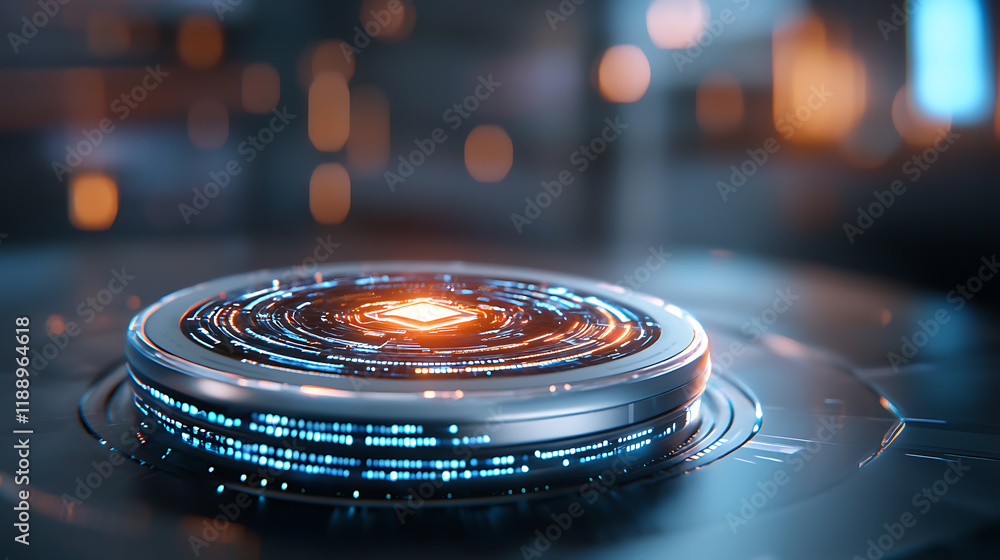 Poster technological innovation display futuristic lab digital interface high-tech environment close-up dat