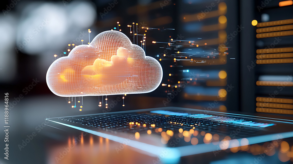Poster cloud computing concepts and innovations data center digital art technology environment futuristic v
