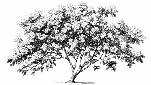 Tree crataegus or hawthorn, may-tree / antique engraved illustration from from la rousse xx sciele. Thornpath. Illustration
