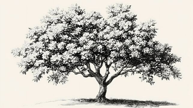 Tree crataegus or hawthorn, may-tree / antique engraved illustration from from la rousse xx sciele. Thornpath. Illustration