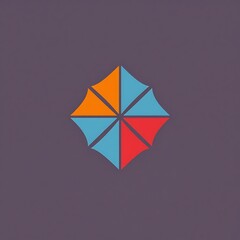 Abstract colorful octagonal umbrella icon.