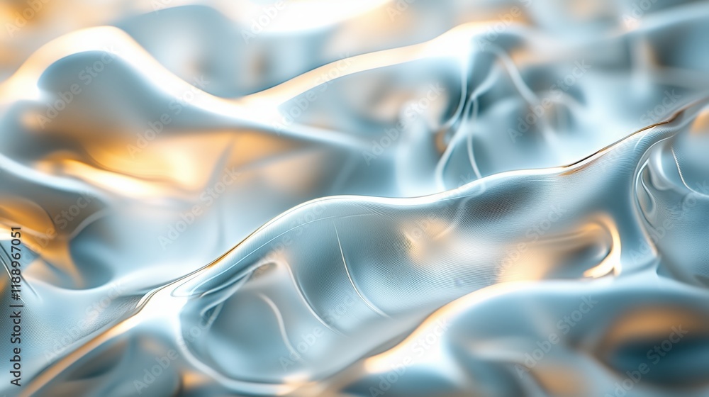 Poster soft flowing fabric with shimmering light and fluid motion effects
