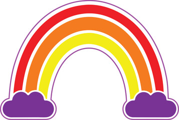 Rainbow vector illustration, Colorful Rainbow vector, Rainbow silhouette, Rainbow  line art vector