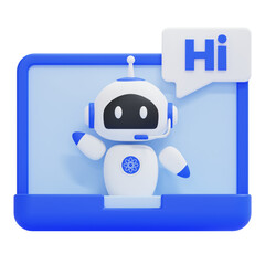 PNG 3D chatbot icon isolated on a white background