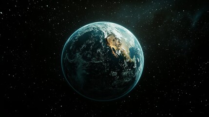 Obraz premium Blue Planet in the Cosmos: A Serene View of Earth from Space 2