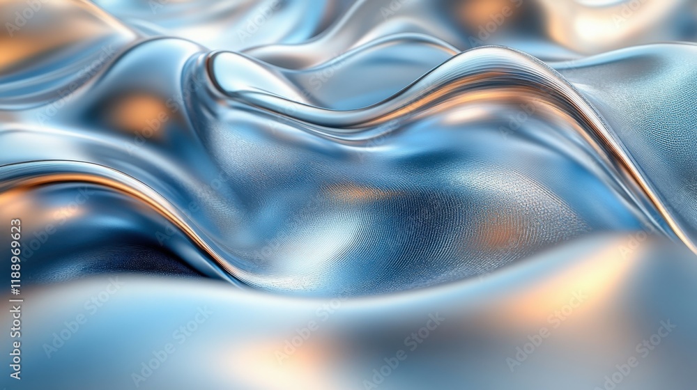 Poster 3d abstract background - metallic ripples and flowing texture
