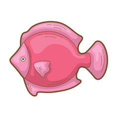 Pink cartoon fish sticker perfect for kids room decor, scrapbooking projects, party invitations, merchandise designs, and stationery items