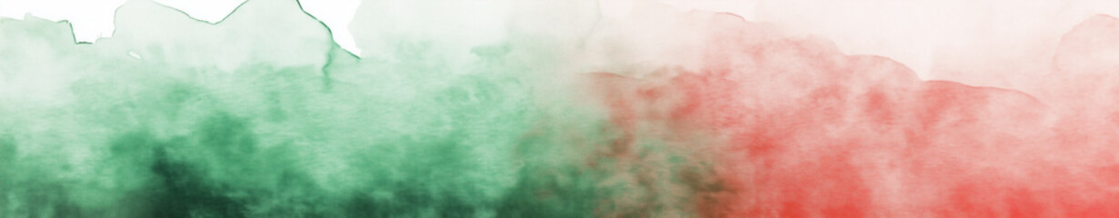 Fototapeta premium Abstract green and red watercolor gradient detail background banner with copy space