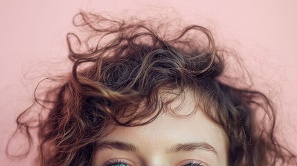 Close-up of Gorgeous Curly Hair on a Beautiful Woman