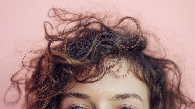 Close-up of Gorgeous Curly Hair on a Beautiful Woman
