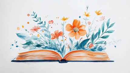 Floral Watercolor Book Illustration