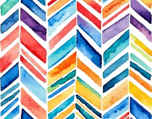 Obraz premium Vibrant Watercolor Chevron Pattern With Multicolored Abstract Zigzag Stripes
