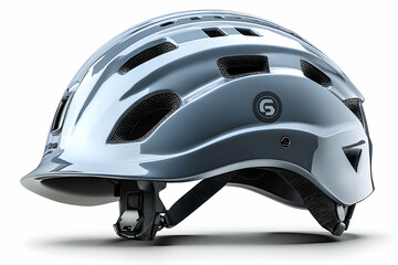 Fototapeta premium Sleek Grey Bicycle Helmet: Modern Design and Enhanced Safety