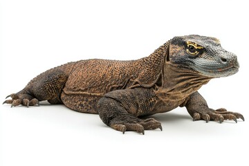 Fototapeta premium A detailed lizard with textured skin and a prominent head, showcasing its unique features against a plain background.