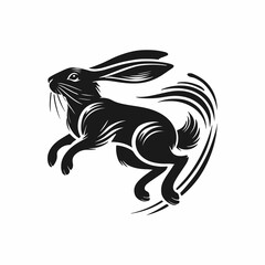 A stylized jumping hare silhouette. © zahidID: #10462466