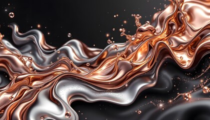 Abstract liquid metal landscape with dynamic flow - represents sophistication and innovation - perfect for luxury brand marketing or tech background