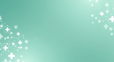 Abstract Medical Background Teal Healthcare Illustration with Crosses and Network Connections