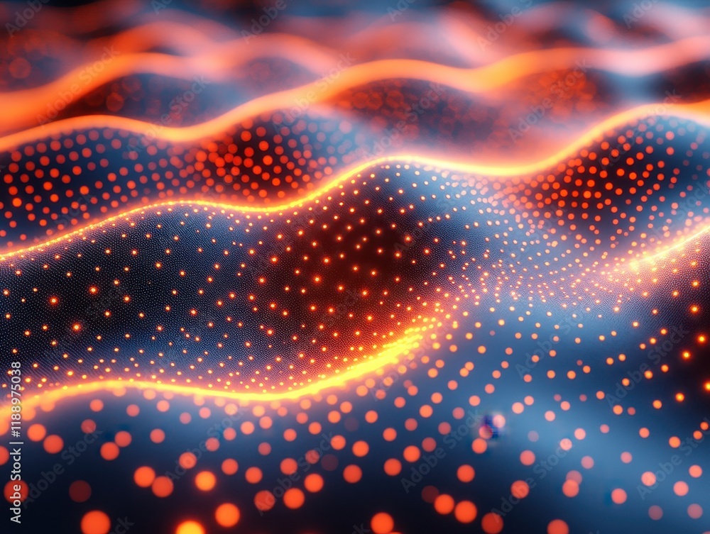 Aufkleber abstract representation of flowing waves with glowing particles.