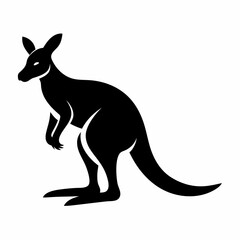 kangaroo silhouette vector illustration, Black silhouette vector of kangaroo set icon