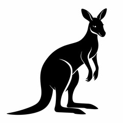 kangaroo silhouette vector illustration, Black silhouette vector of kangaroo set icon