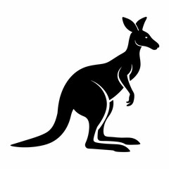 kangaroo silhouette vector illustration, Black silhouette vector of kangaroo set icon