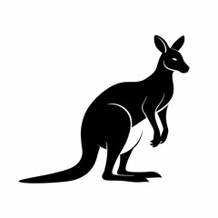 kangaroo silhouette vector illustration, Black silhouette vector of kangaroo set icon