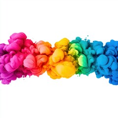 Obraz premium Vibrant Colorful Smoke Swirls in Rainbow Shades on White Background