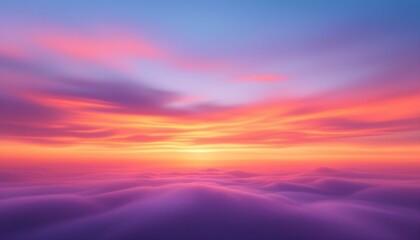 Fototapeta premium Abstract watercolor background of a vibrant sunset sky blending hues of orange and purple, sky, clouds. Beautiful gradient painting with a dreamy atmosphere for art, design, and inspiration
