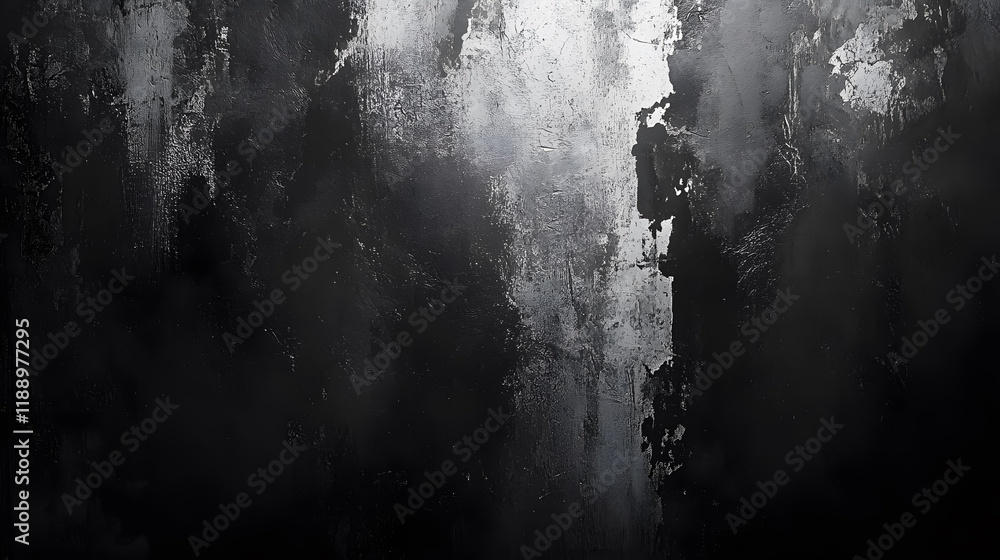 Poster an old wall texture with dark gray and black cement, creating an abstract design with a white gradie