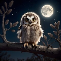 Baby Owl with Big Eyes