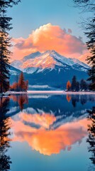 Obraz premium sunset over the lake