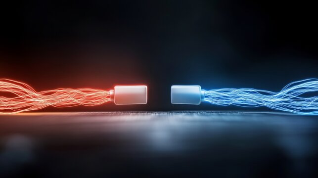 Glowing Cubes Repel Vibrant Energy Streams. AI Generated