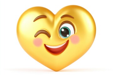 Delightful and vibrant heart smiley, embodying the spirit of Valentine's Day with a charming wink and a warm smile, perfect for expressing affection