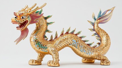 Fototapeta premium Exquisite Golden Dragon Sculpture for Chinese New Year Celebrations Featuring Vibrant Colors and Intricate Details Celebrating Cultural Festivities