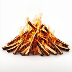 Obraz premium Bright and Energetic Campfire Blaze with Wooden Logs in a Flames