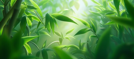 Peaceful Zen Background, Abstract Softly Blurred Bamboo, Filtered Sunlight And Dappled Bokeh