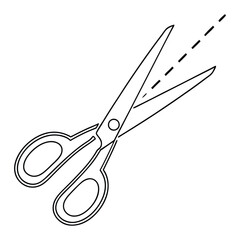 Outline of scissors cutting along a dotted line