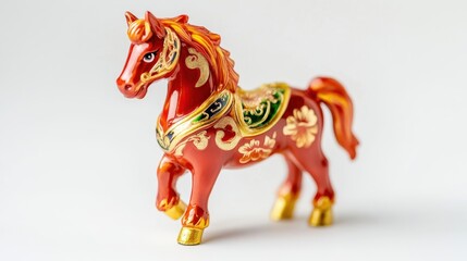 Decorative Chinese Zodiac Horse Figurine for New Year Celebration, Symbolizing Prosperity and Good Fortune in Festive Traditions and Cultural Heritage