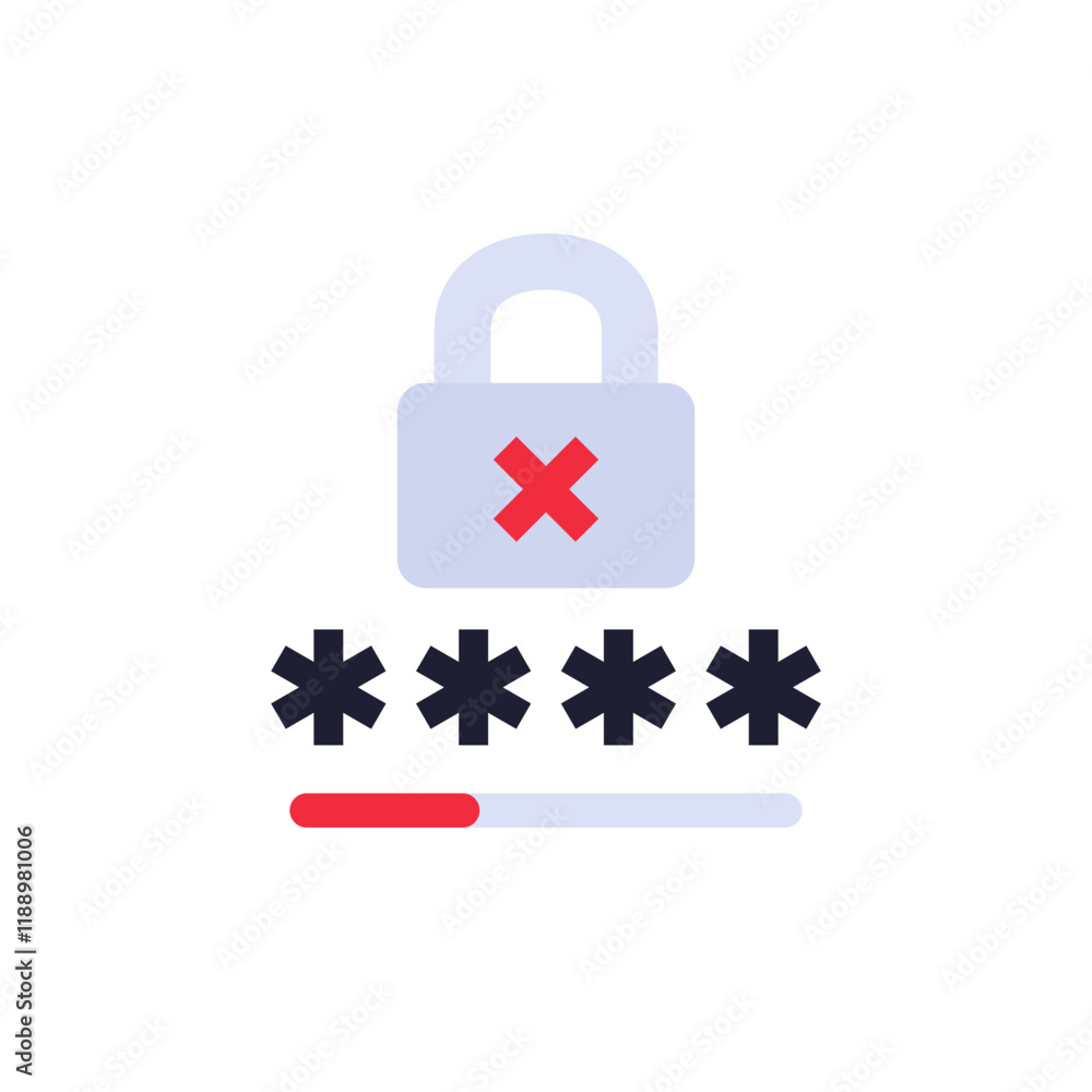 Poster weak password icon with a lock